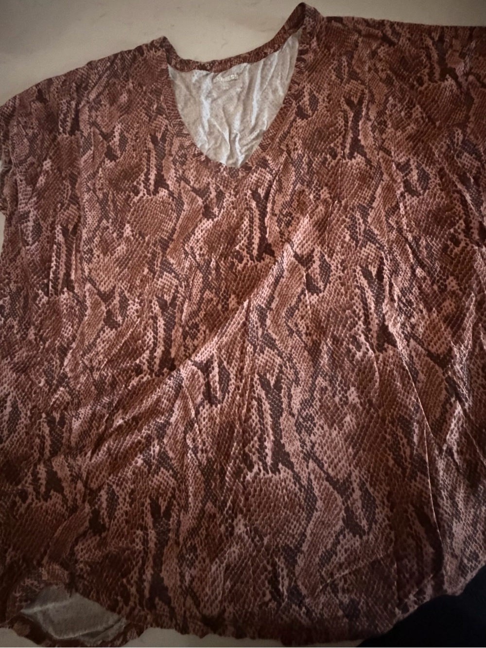 Express Brown Snake Print V-Neck Top